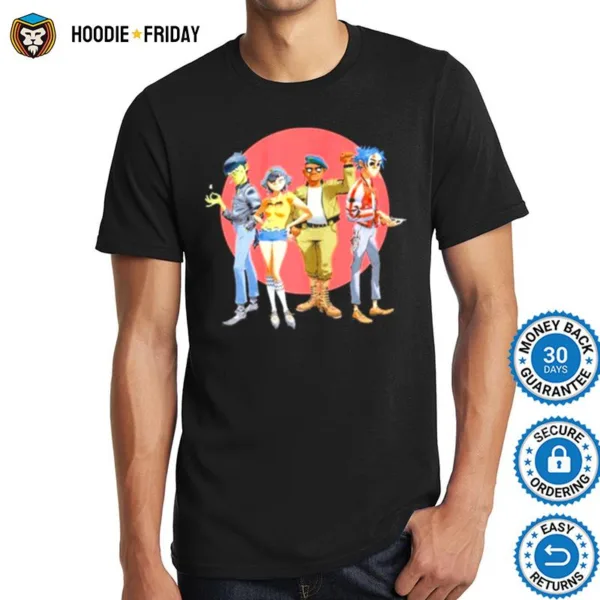 Gorillaz Group Circle Rise Shirts