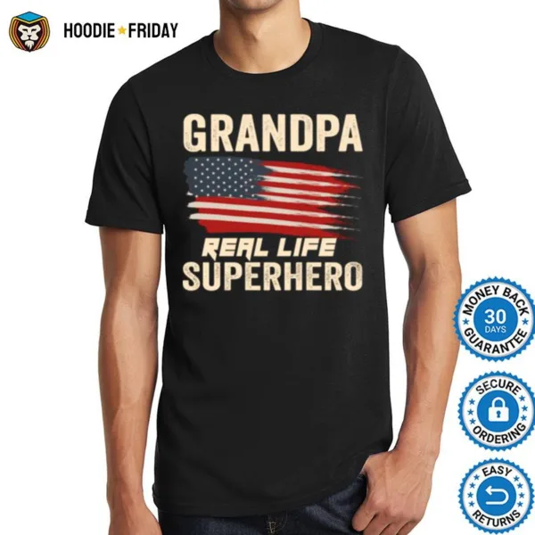 Grandpa Real Life Superhero Us Flag Shirts