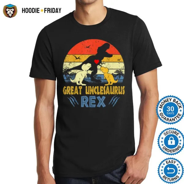 Great Uncle Saurus T Rex Dinosaur Uncle 2 Kids Family Shirts