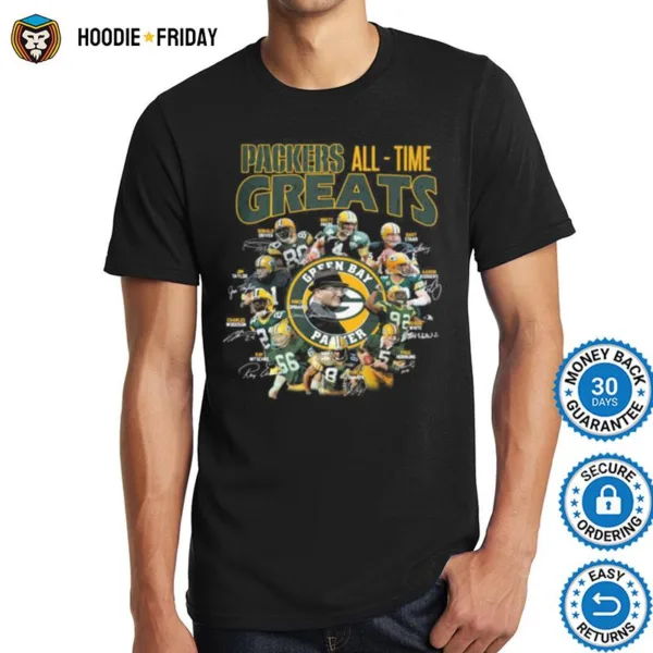 Green Bay Packers All Time Greats Players Signatures Shirts