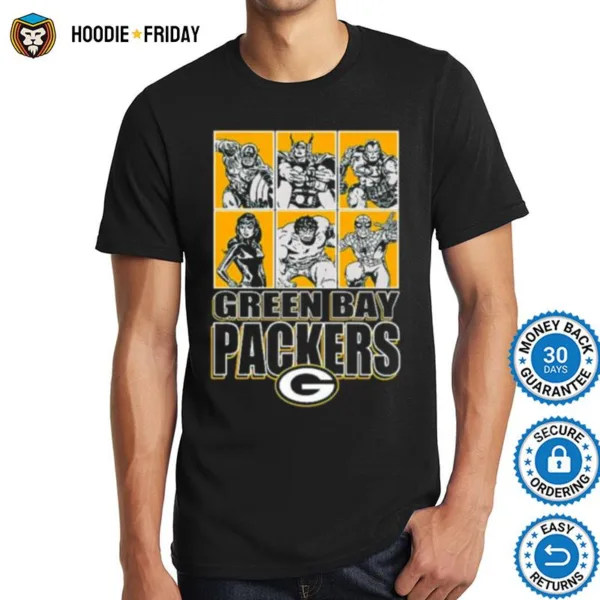 Green Bay Packers Disney Marvel Avengers Line Up Shirts