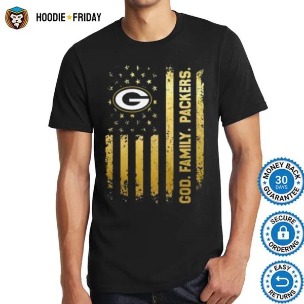 Green Bay Packers God Family Packers American Flag Shirts