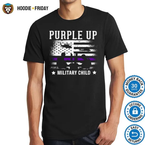 Grunge Flag Purple Up Month Military Children Usa Shirts