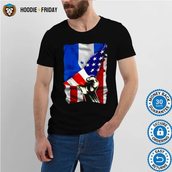 Half American Flag Honduran Roots Usa Flag Honduras Dna Shirts