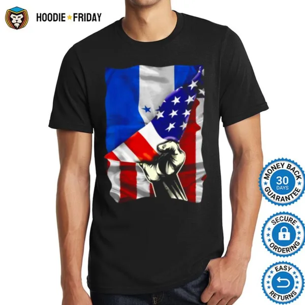 Half American Flag Honduran Roots Usa Flag Honduras Dna Shirts