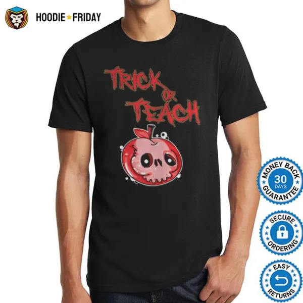 Halloween Skull Apple Trick Or Teach Shirts