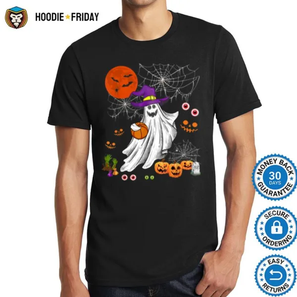 Halloween Witch Boo Ghost Playing Basketball Player Lover Shirts