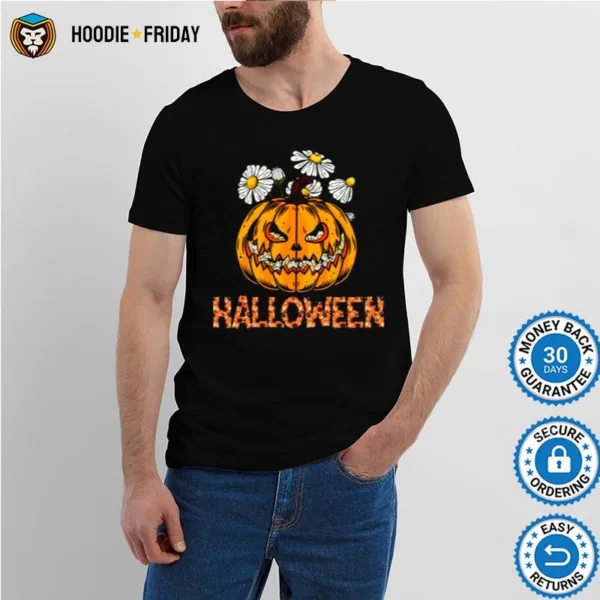 Happy Halloween Pumpkin And Flower Shirts