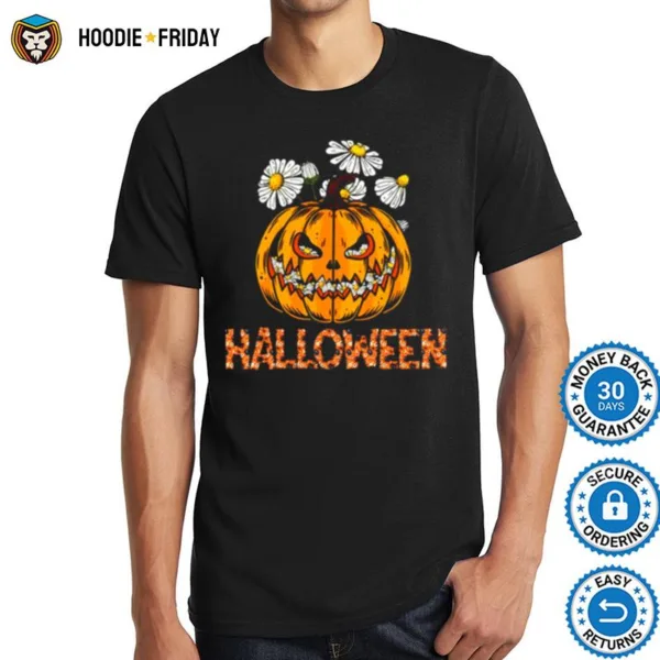 Happy Halloween Pumpkin And Flower Shirts