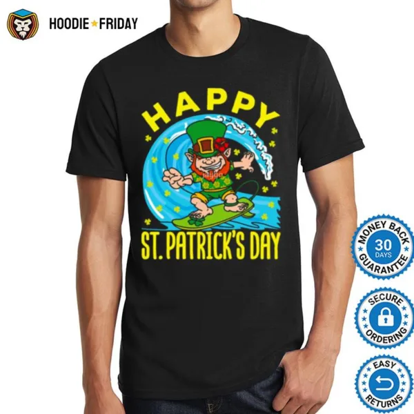 Hawaiian Surfing Leprechaun St Patrick? Day Shirts