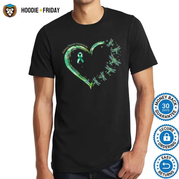 Heart Kidney Disease Awareness Dragonflies Shirts