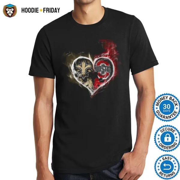 Heart New Orleans Saints And Ohio State Buckeyes Shirts