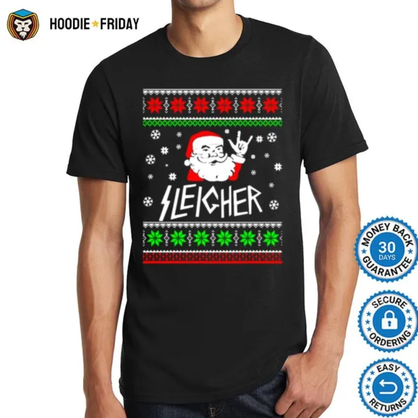 Heavy Metal Santa Sleigher Ugly Christmas Shirts